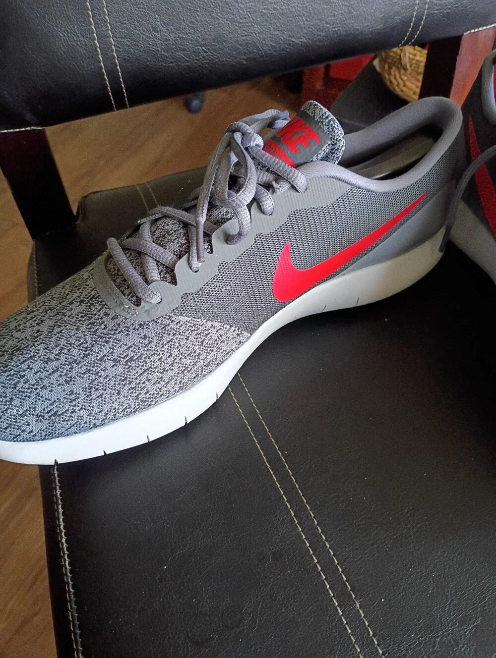 Nike Men’s Gray and Red Knit Sneakers